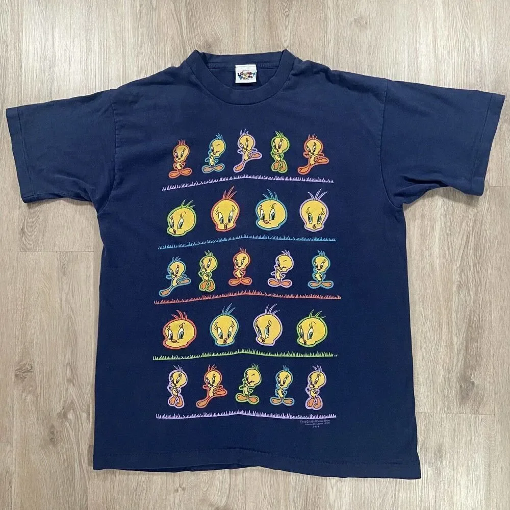 Vintage 1995 Looney‎ Tunes Tweety Bird T-Shirt TV Cartoon Men’s Size XL Blue